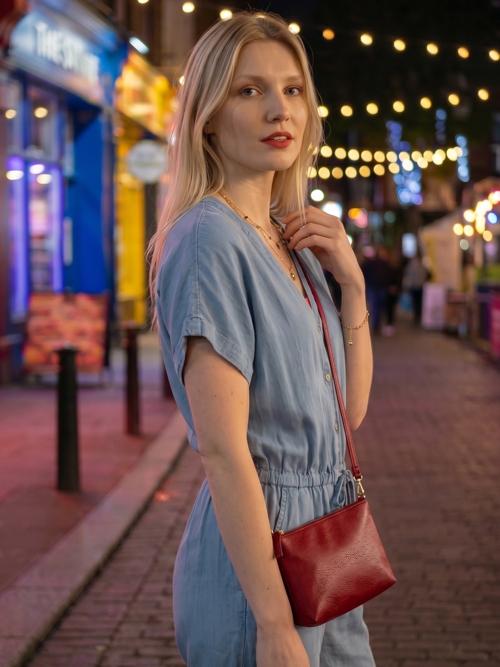 Vero Moda Light Blue V-Neck Button-Front Jumpsuit - Picture 3 of 6